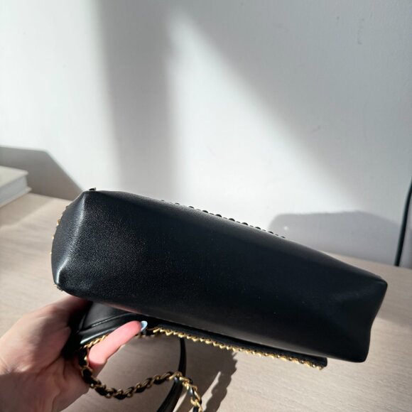 NWT CHANEL Small Flap Bag Black Leather Diamond Quilted Gold-tone Chain Strap - Picture 9 of 15